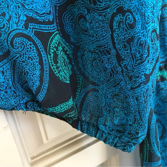 Mossimo Sheer Dress Green/Blue SzXZ Drawstring Waist 3/4Sleeve Elastic Cuff - Picture 7 of 8